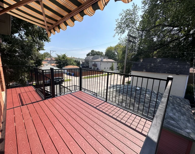 Chicago Thee Story Porch with Metal Porch Railing