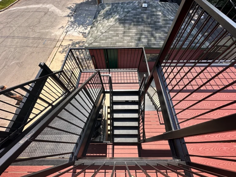 Metal Staircase on Chicago Metal 3 Story Porch